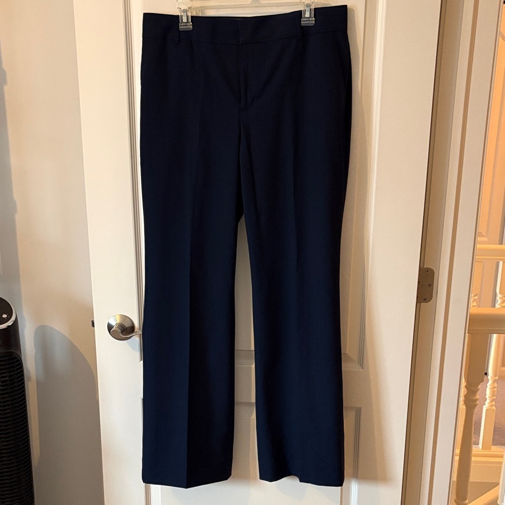 Banana Republic Navy Pinstriped Wide-Leg Dress Pants